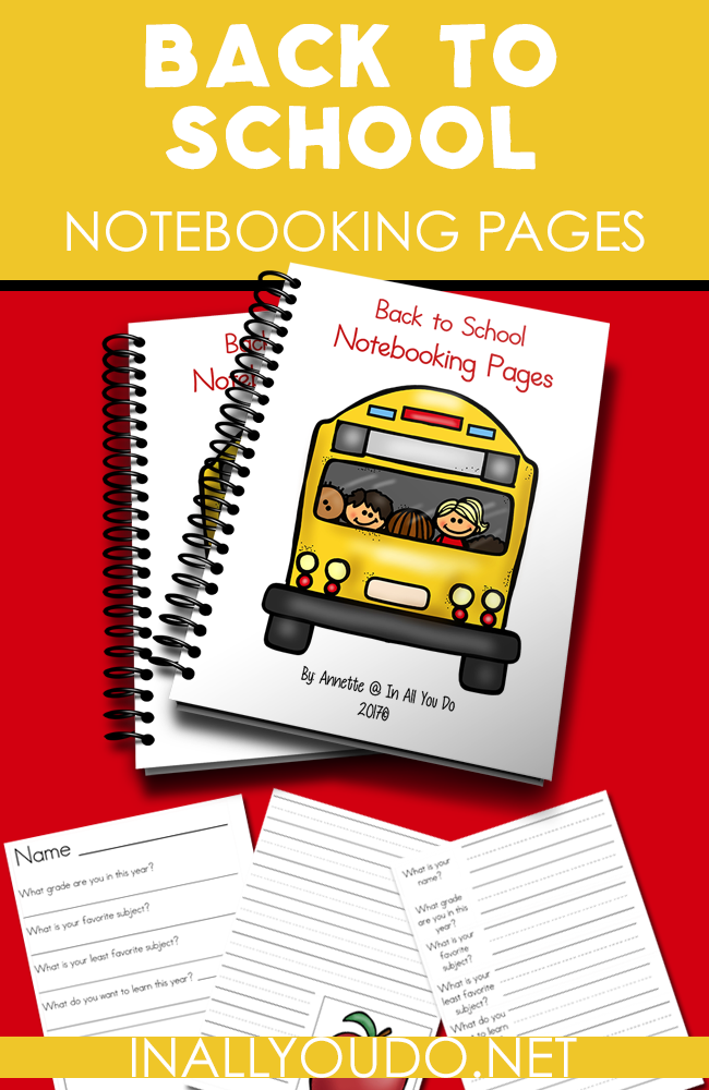 These fun Back to School Notebooking Pages are great for older kids on their first day back to school! Download them for a fun way to record all the things they did over the summer, what they want to accomplish in the new year and more! :: www.inallyoudo.net