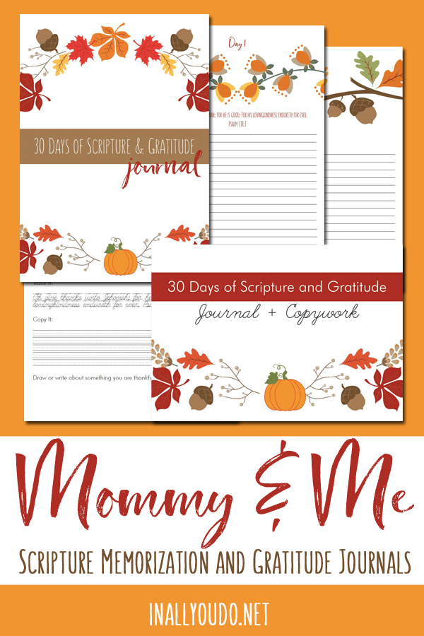 sample pages from the Mommy & Me Gratitude Journal