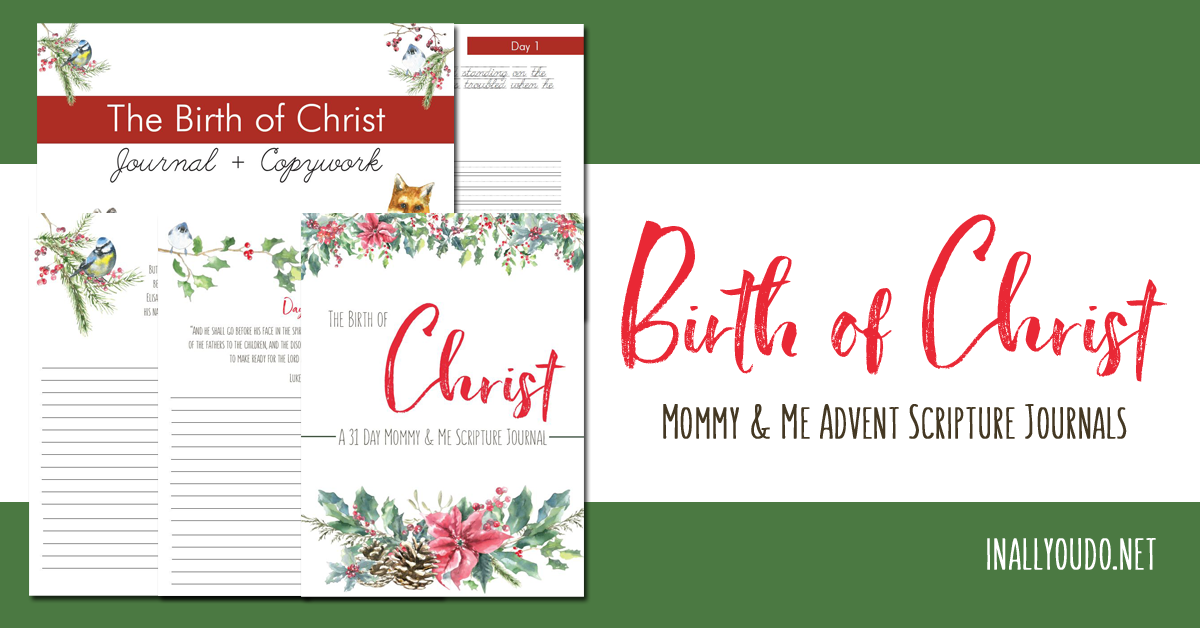 The Birth of Christ: A 31-Day Mommy & Me Scripture Journal is a wonderful Advent study that continues on through the end of December. This study takes you the heart of the Gospel of Luke before you arrive at the birth of Christ. It is the perfect study to help you draw closer to Christ and your children this Christmas season. #Christ #Advent #Christmas #iaydcommunity
