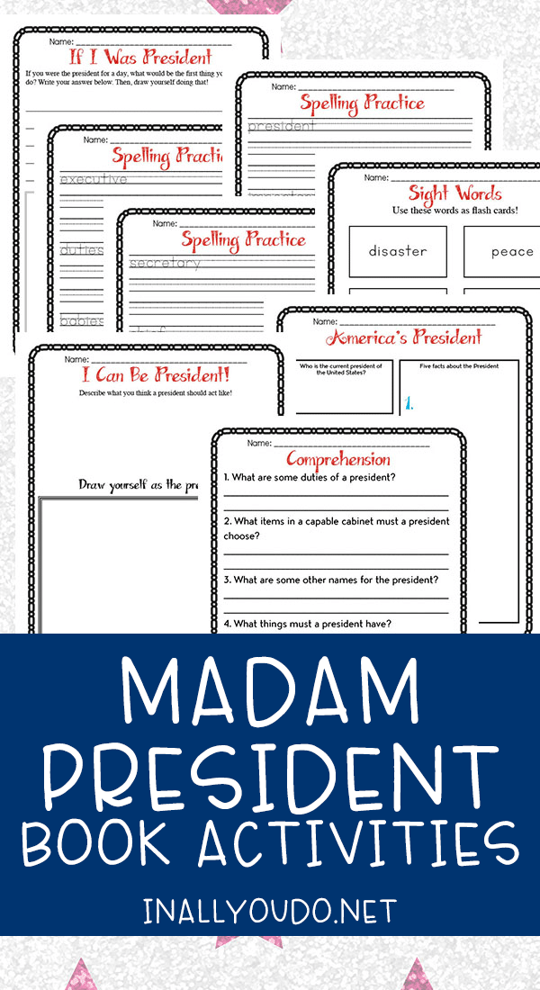 Madam President Book Activities with sample pages