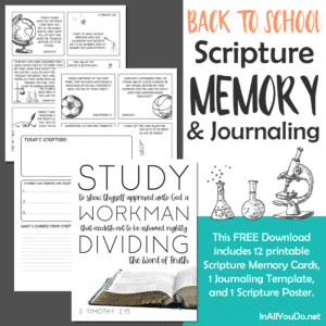 sample pages from the Back to School Scripture Memory & Journaling