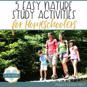 family walking outdoors doing nature study activities